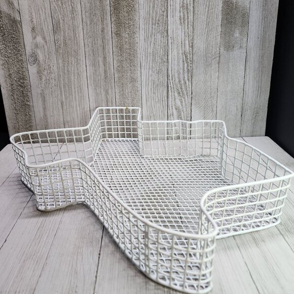 Metal Wire Basket White Texas State Shaped Storage Bread Fruit Wall Display - Picture 5 of 8